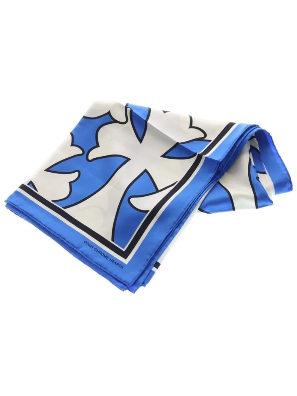 Chrome Hearts CH Scarf Cemetery Print Silk Blue